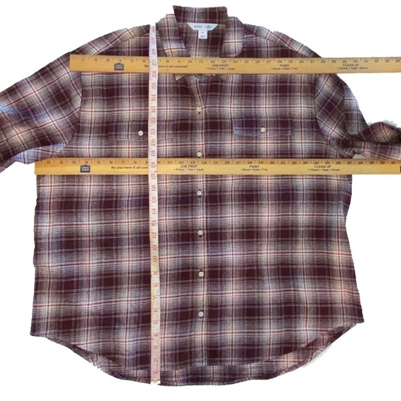 OLD NAVY Loose Flannel Boyfriend Shirt Burgandy and White Size XL - Picture 7 of 8